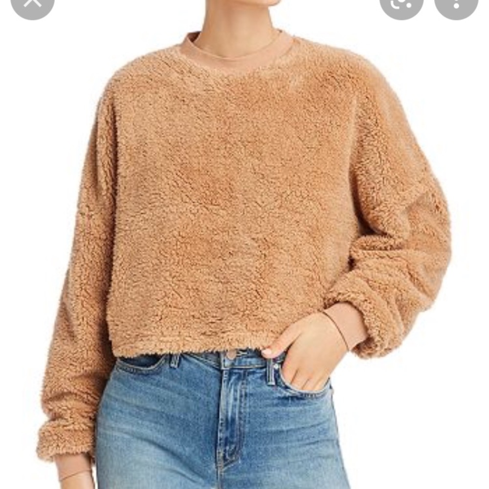 Bardot Cropped Teddy Faux Fur Sweater